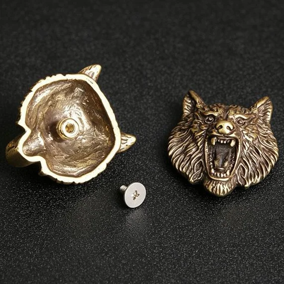 Brass Wolf Demon Devil Conchos Screwback Animal Head Design Leather Bag Wallet Chain Rivet Connector