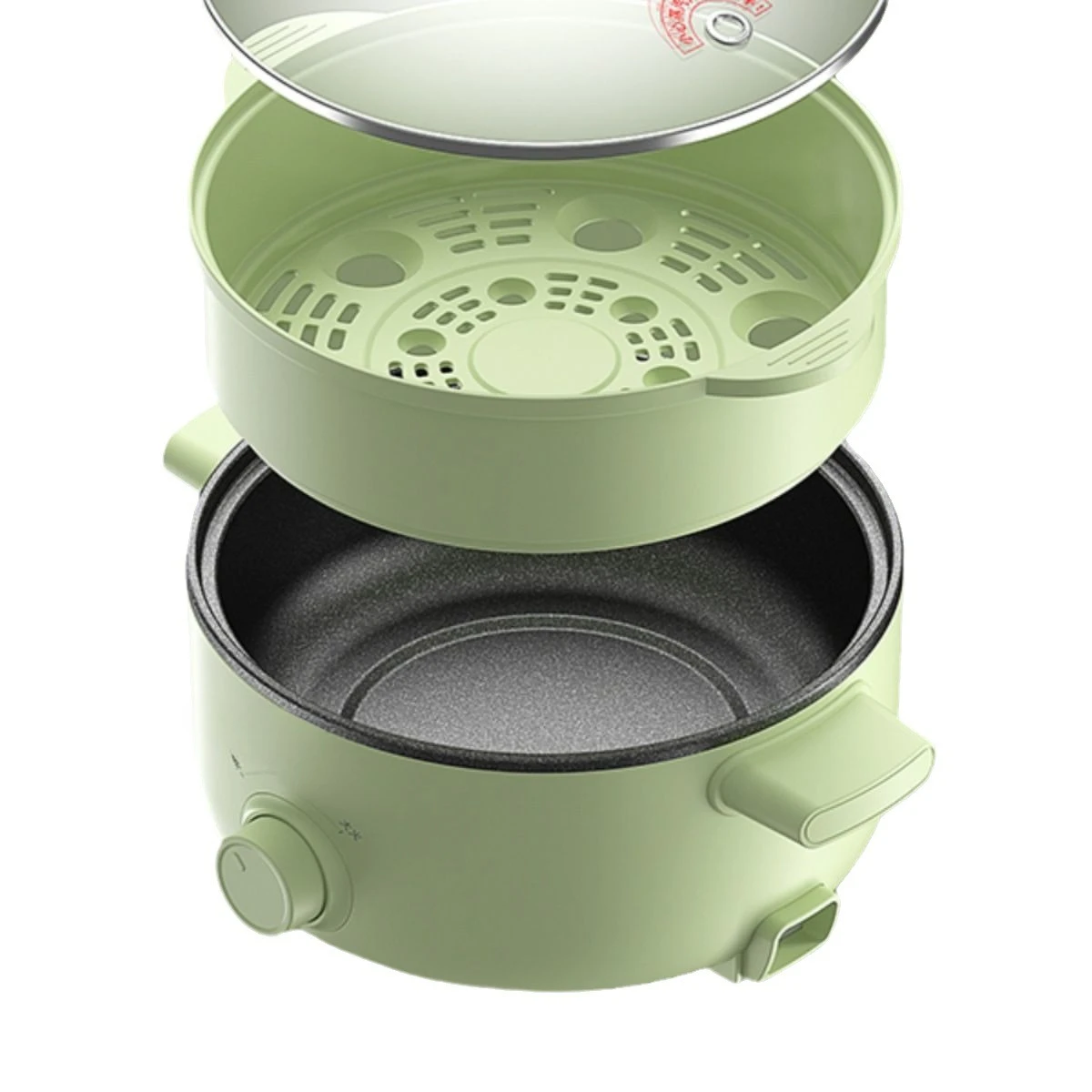 

Multifunctional rinse-steam integrated pot, green, dormitory household, cooking, non-stick pan