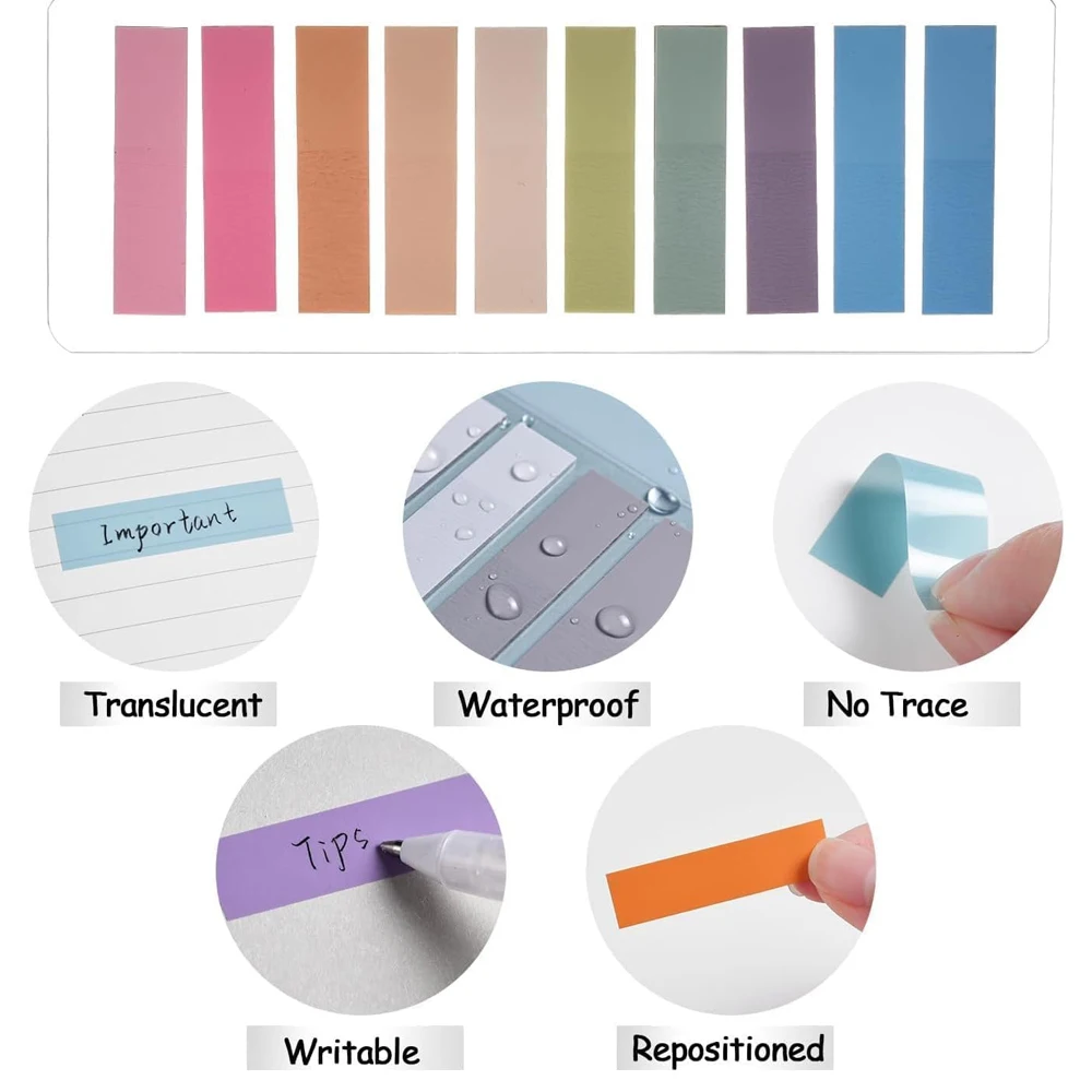14400-200Sheets Transparent Note Book Tabs Index Creative Memo Pads Sticky SchoolOffice  Stationery Self-Adhesive Stickers