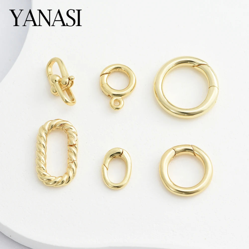 1PCS 18K Gold Plated Spring Clasps Push Clasps For DIY Handmade Jewelry Making Findings Accessories For Women Nickel Free