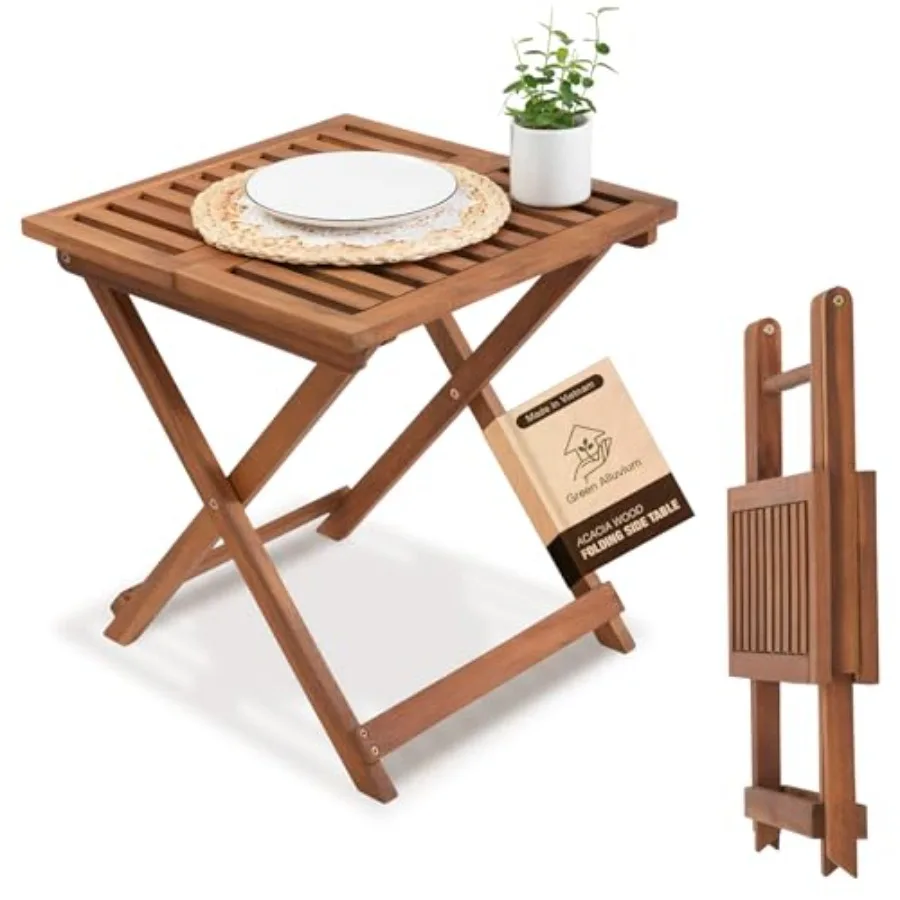 Folding Wooden Side Table Premium Portable Foldable Table for Outdoor and Indoor Use, Patio, Camping and Small Spaces Perfect w