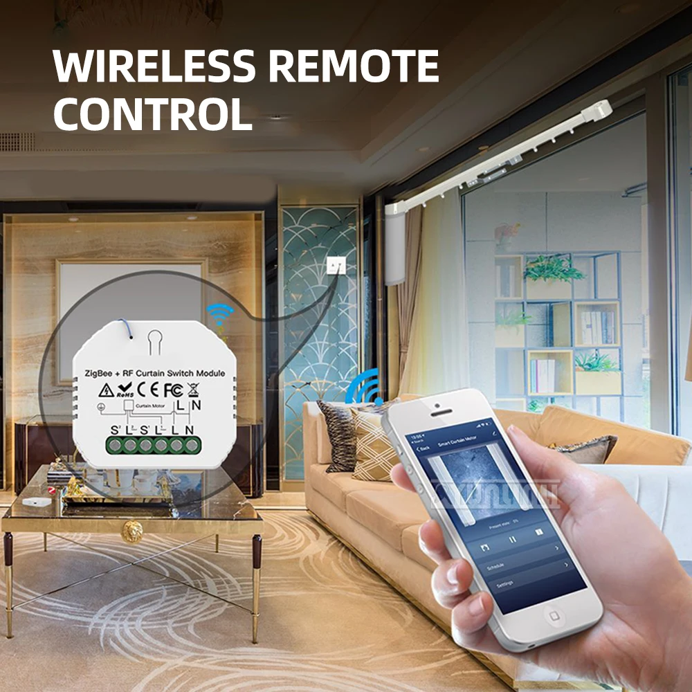 Smart home curtain intelligent switch on/off app timed voice curtain motor module