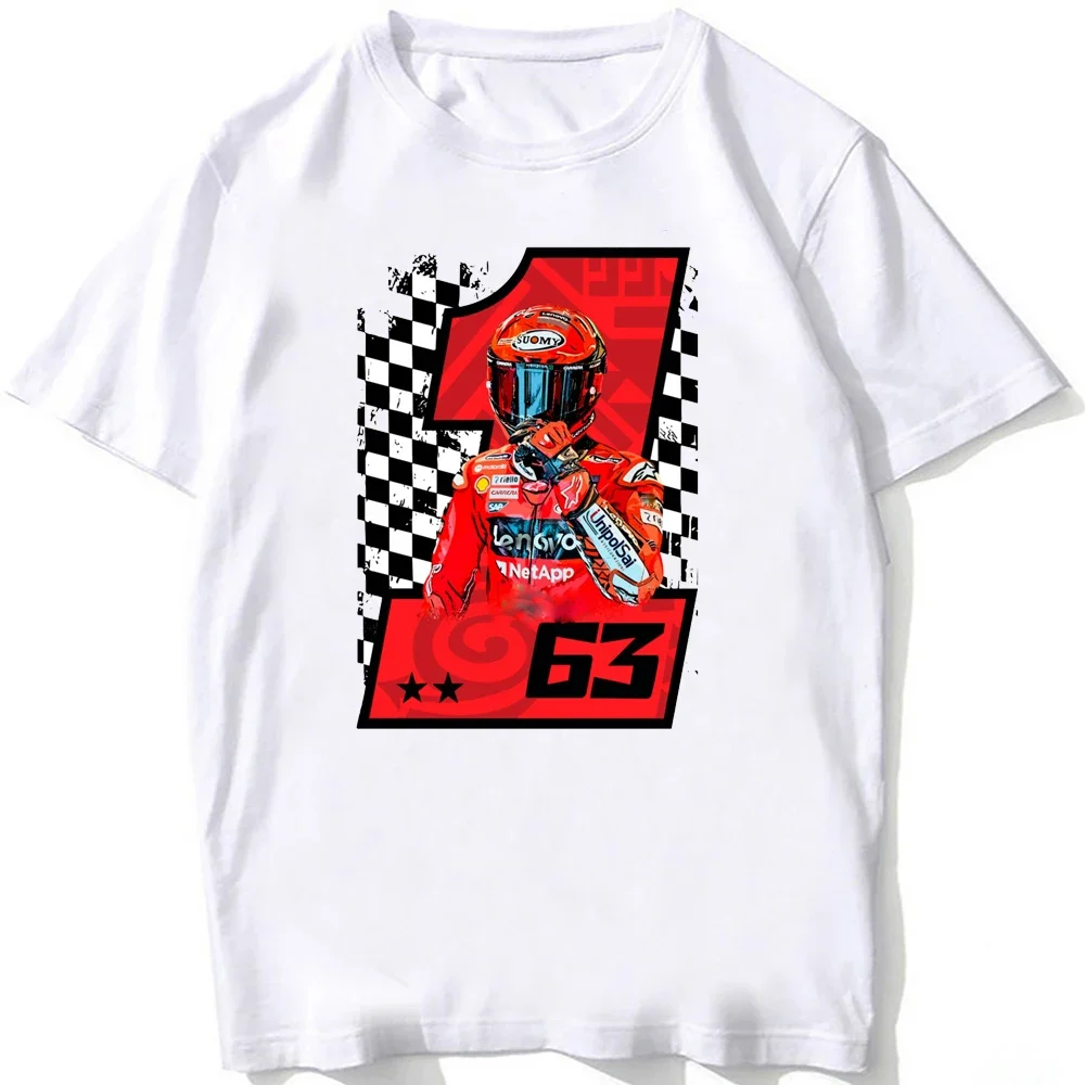 Pecco 63 Francesco Bagnaia Number 1 GP Riding Classic T-Shirt Unisex Hip Hop Boy Rider Casual Tshirt Motorcycle Sport White Tees