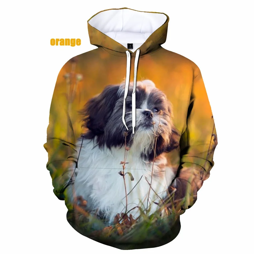 Funny Animal Men's Hoodie Cute Shih Tzu Dog 3D Printed Hoodies  Sweatshirts Casual Hip Hop Oversized Clothing