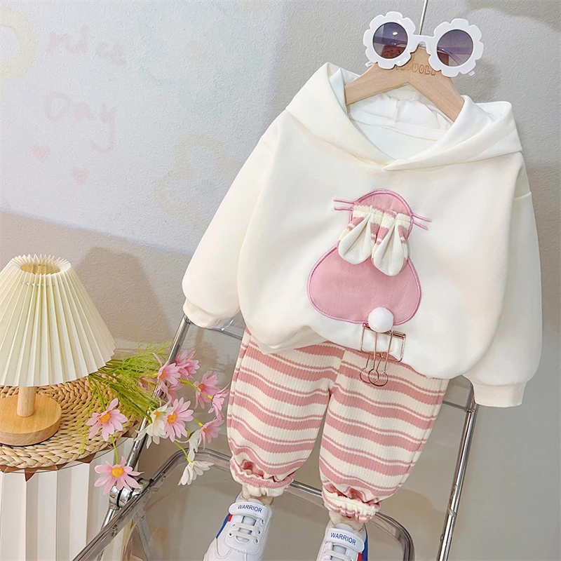 

Children Clothing Girls Hooded Sweatshirt Pants Baby Sportswear Infant Clothes Outfits Cartoon Rabbit Kids Princess Costumes