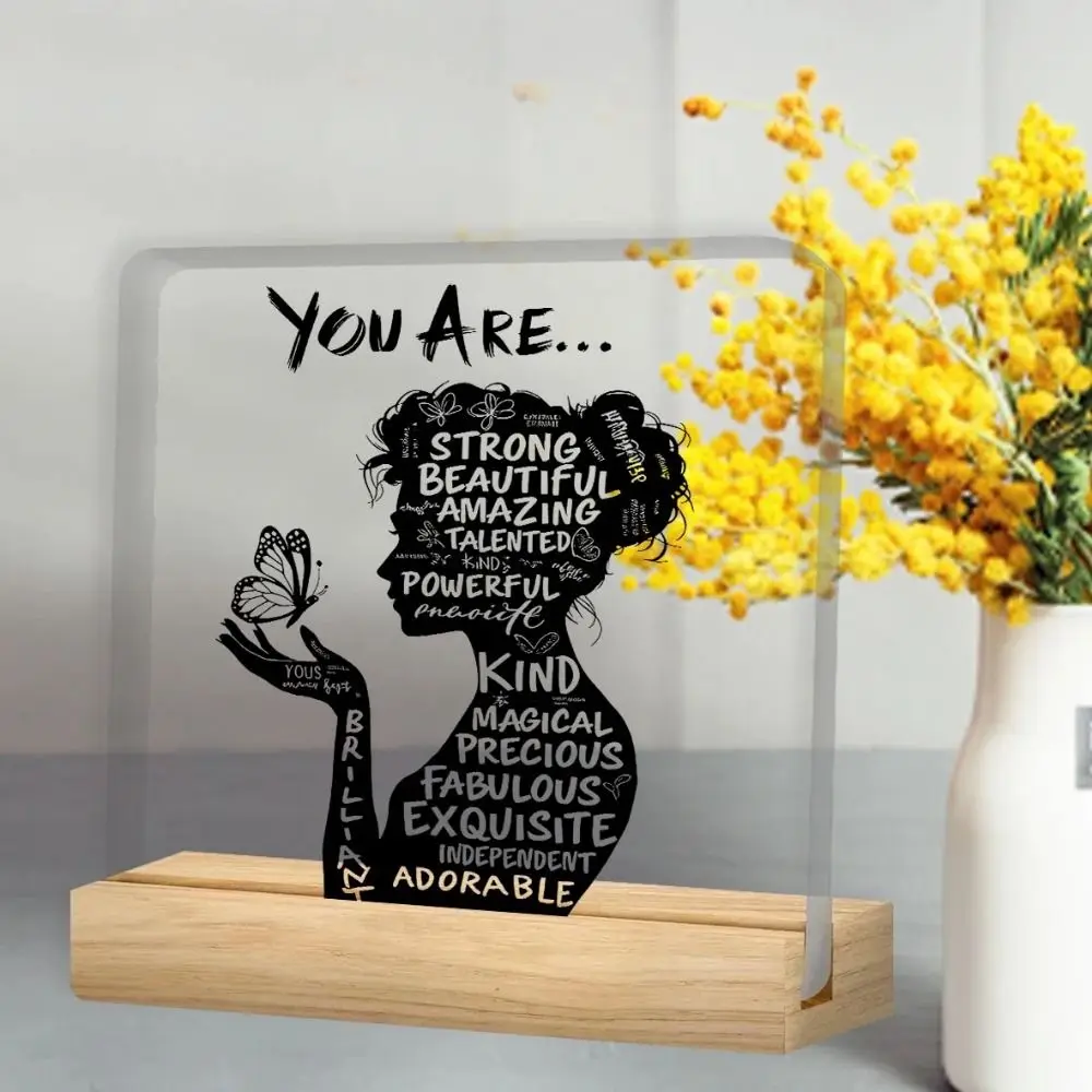 Plaque d'inspiration 2D en acrylique, ornements décoratifs de bureau, décoration transparente avec affirmations positives, décoration de bureau