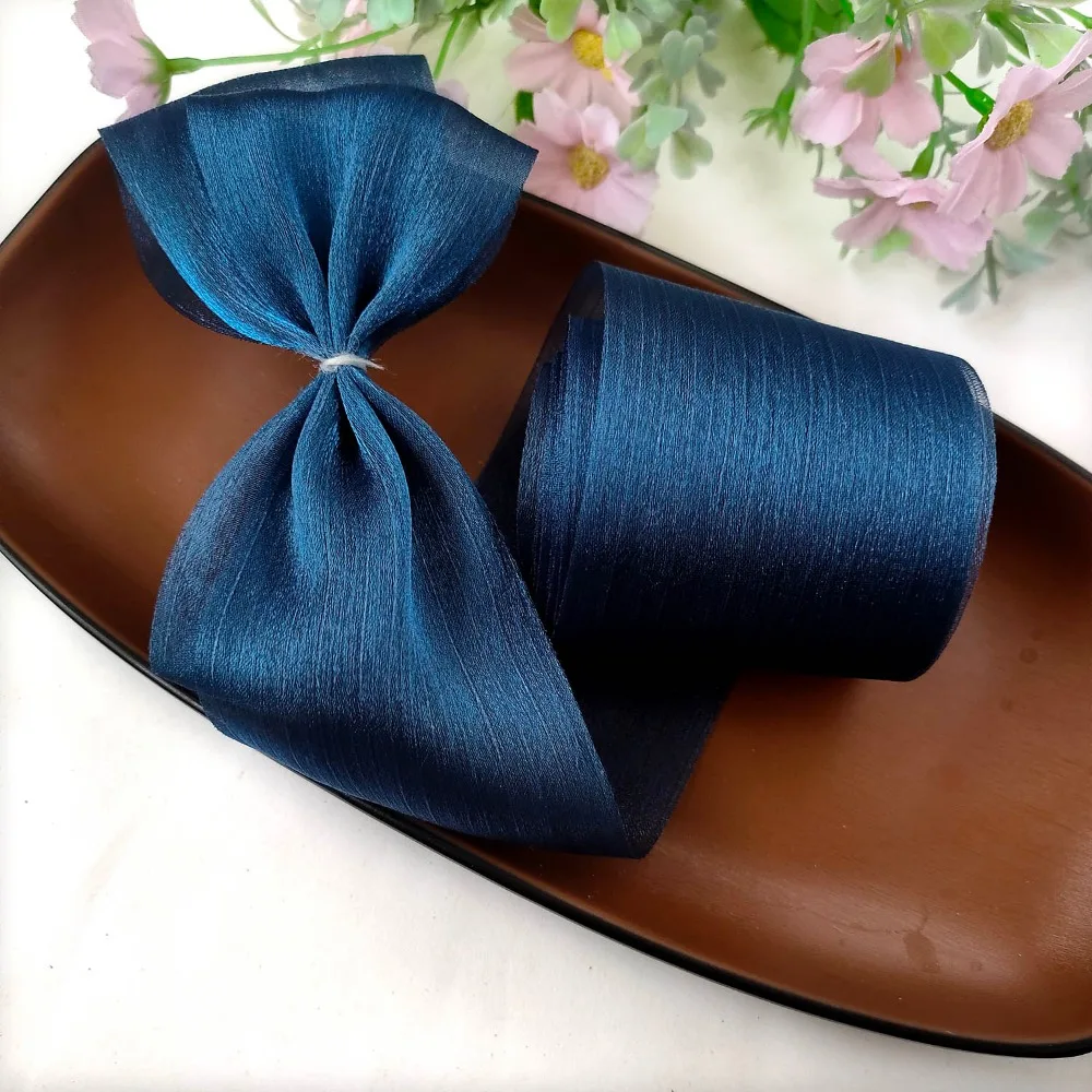 New 5M Pleated Chiffon Ribbon 6cm Wide DIY Bow Ribbon Gift Wrapping Ribbon Wedding Party Supplies
