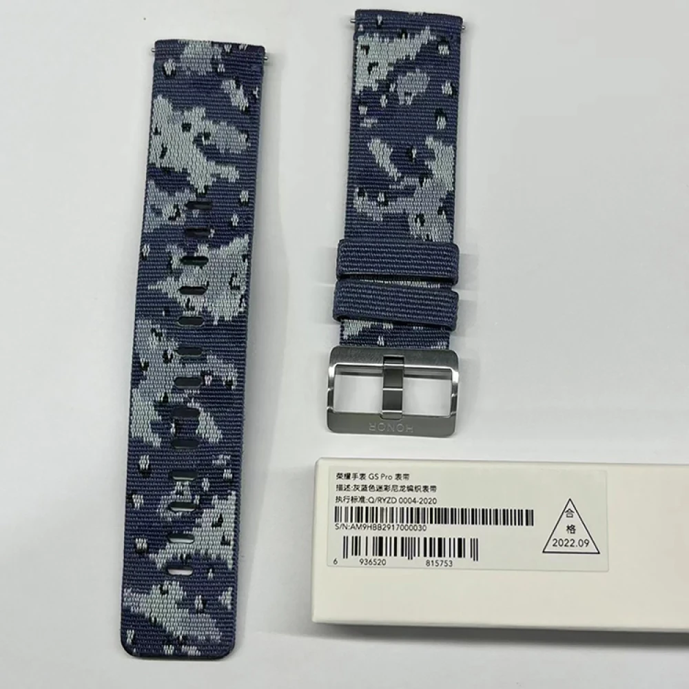 22MM Camouflage Woven Nylon Strap Breathable Sports Band for Huawei Honor GS Pro Compatible with The 2 Brands\' All 22mm Band