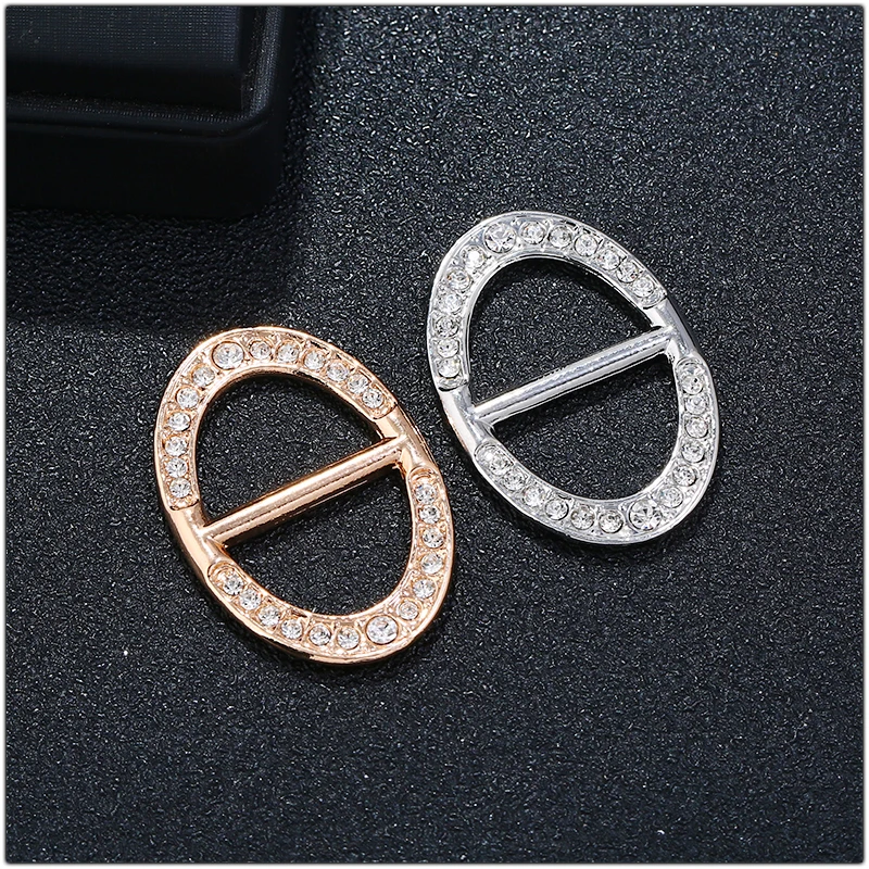 كريستال البيضاوي وشاح مشبك بروش الحلي انزلاق ضبط منديل الملابس تي شيرت حلقة كليب للنساء اكسسوارات للتزيين