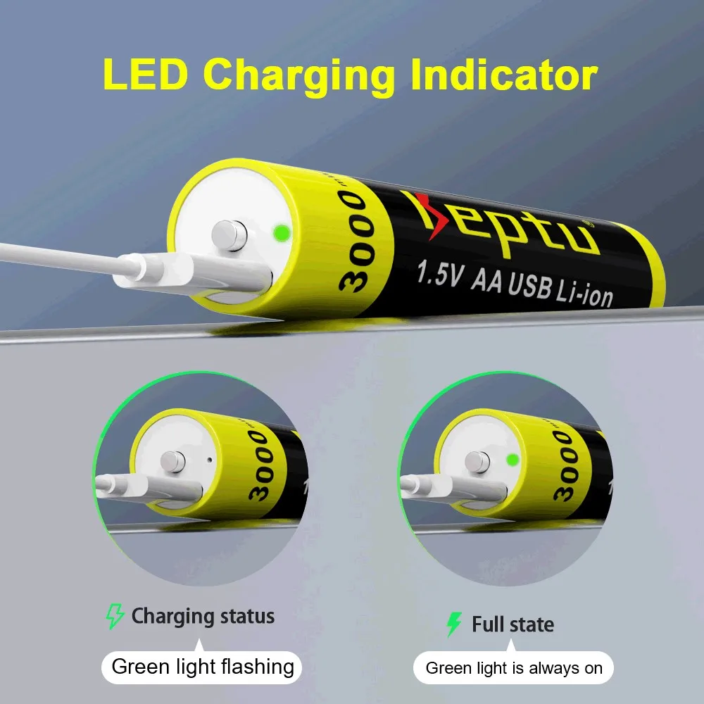 Batterie ricaricabili agli ioni di litio aa 3000 mWh 1,5 V + set di caricabatterie intelligenti Ricarica rapida indipendente