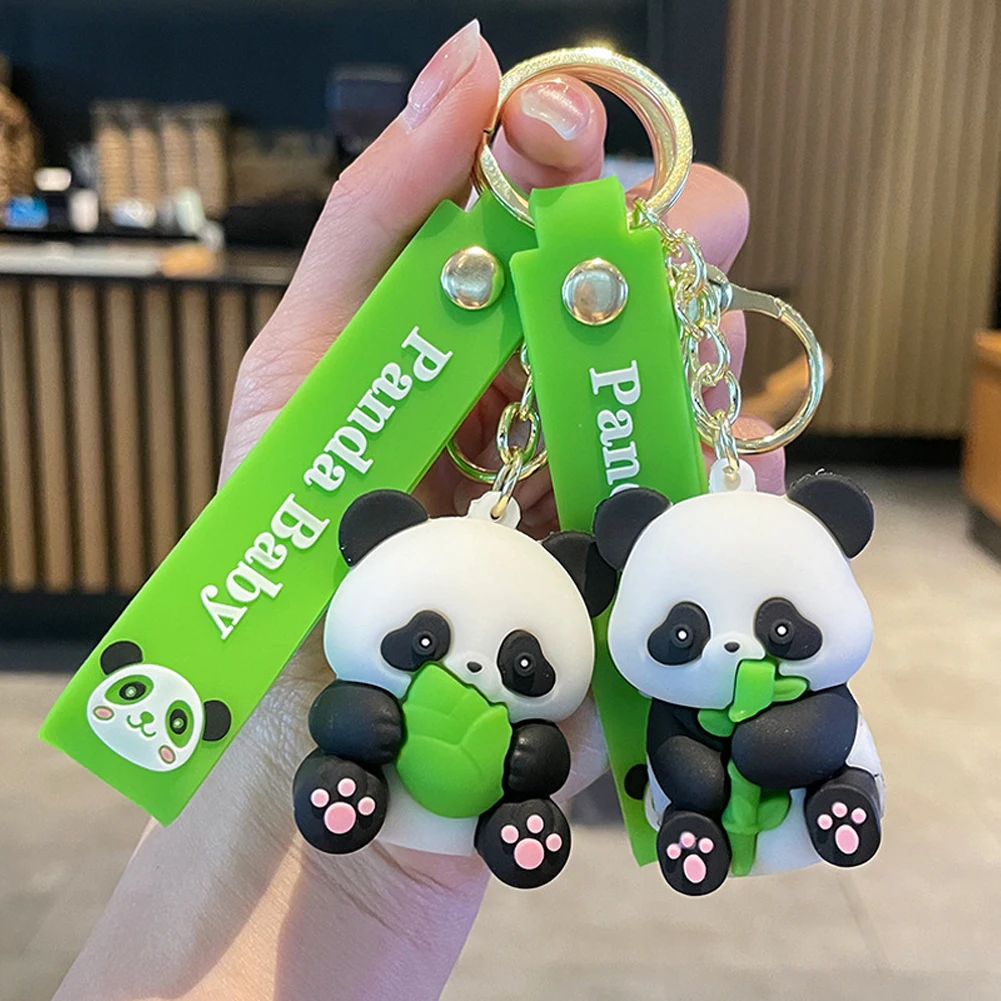 Cute Pandas Car Keychain Pandas Pendant Key Chain Cartoon Keychain Delicate Simple Car Key Rings for Girls Couple Bag Gifts