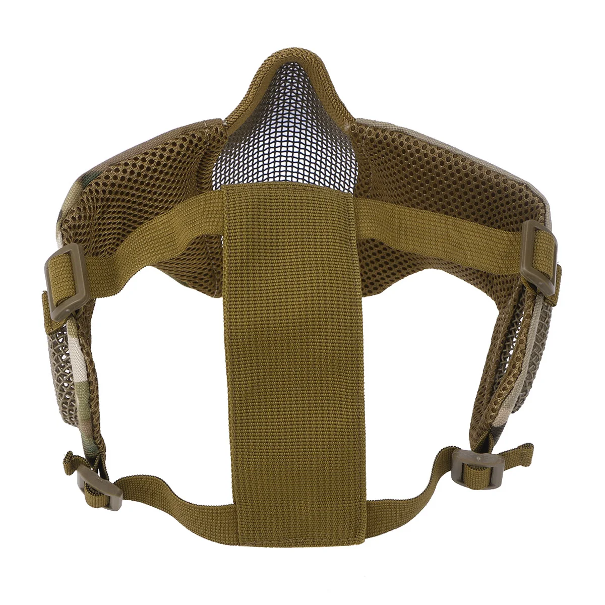 Máscara de media cara de malla de acero al carbono, equipo protector plegable de estilo militar para actividades al aire libre de caza CS, color negro