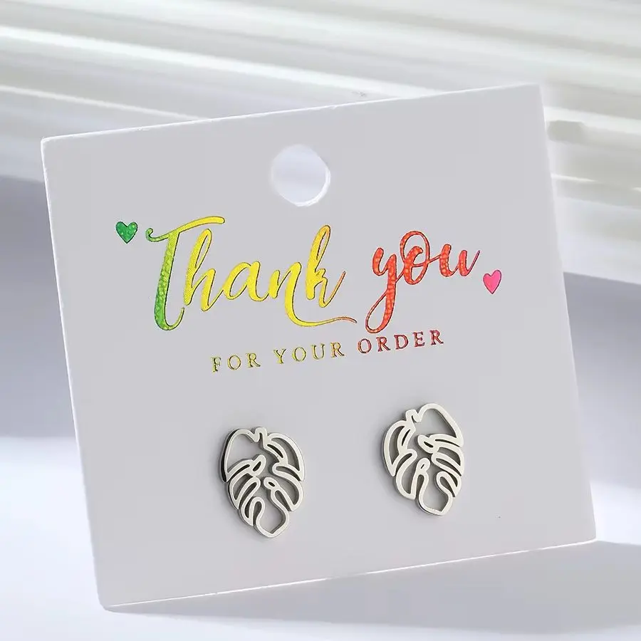 Bohemia Hollow Monstera Leaf Stud Earrings Stainless Steel Tropical Plant Piercing Earrings for Women Vacation Jewelry Gift