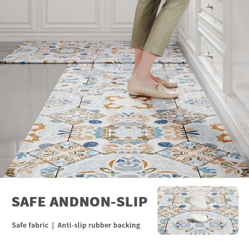 

Kitchen Non-slip Special Floor Mats Stamp Waterproof Oil Household Wipeable Entry Door Mat Into The Door Foot Mat Kitchen Carpet