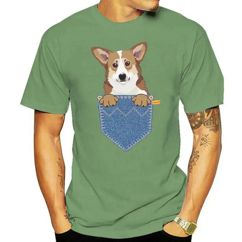 Pembroke Welsh Corgi Pocket Dog Birthday Gift T Shirt Mens Ladies Unisex Fit Great Discount Cotton Men Tee