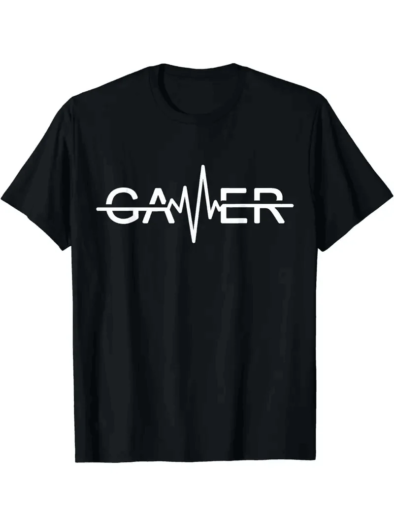 Crew Neck Gamer Print Men's Fashionable Summer Short Sleeve Sports T-shirt, Comfortable And Versatile