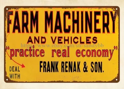 Plaque murale décorative en métal, thème machines et véhicules agricoles, style économique réel