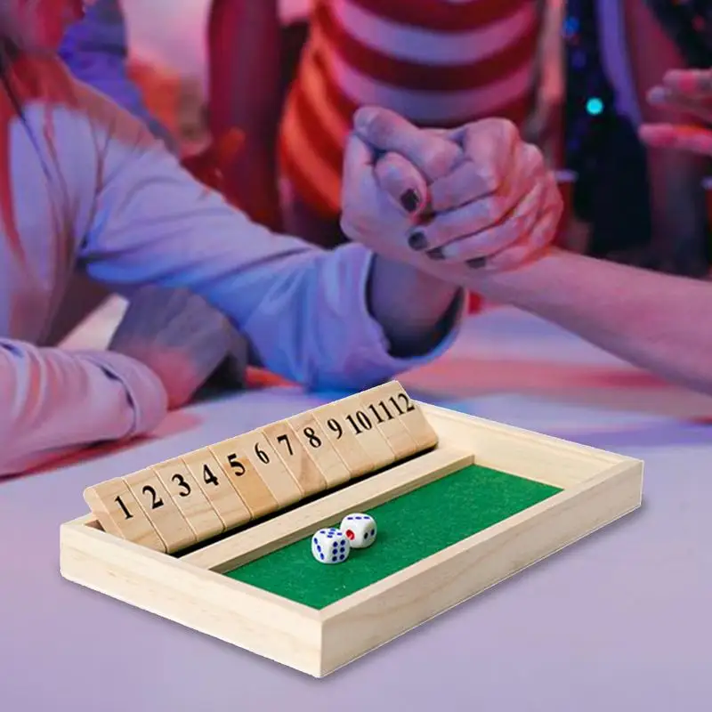 2 Player Shut the Box Wooden Board Games for Kids Adults Educational Learning Dice Games for Outdoor Family Party Pub Bar