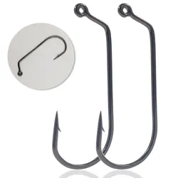 50-1000PCS 60ยฐJig Hook 1/0#-8/0# High Carbon Steel Jighead Hook Ringed Eye Single Worm Hook Fishhook inline Fishing Hooks