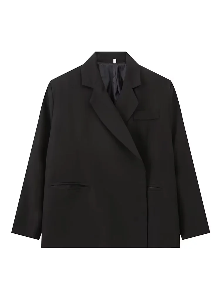 HH Vrouwen Mode Lange Mouw Revers Zak Versieren Jas Herfst Vrouwelijke Casual Single-knop Effen 3-Kleuren Blazer mujer