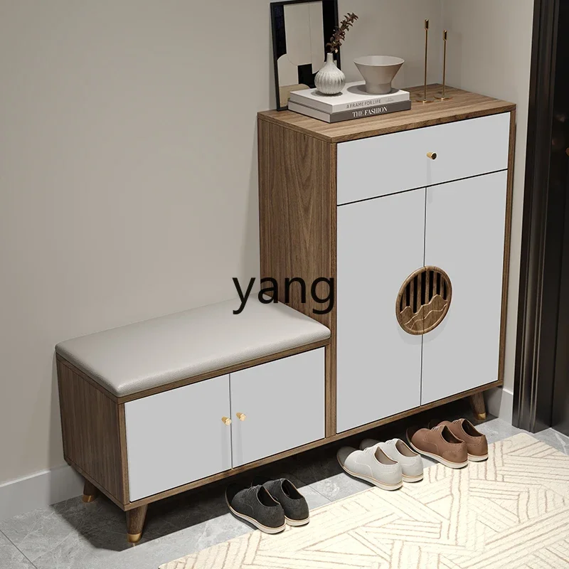 LMnew Chinese style integrated door partition cabinet with shoe changing stool entrance entrance cabinet