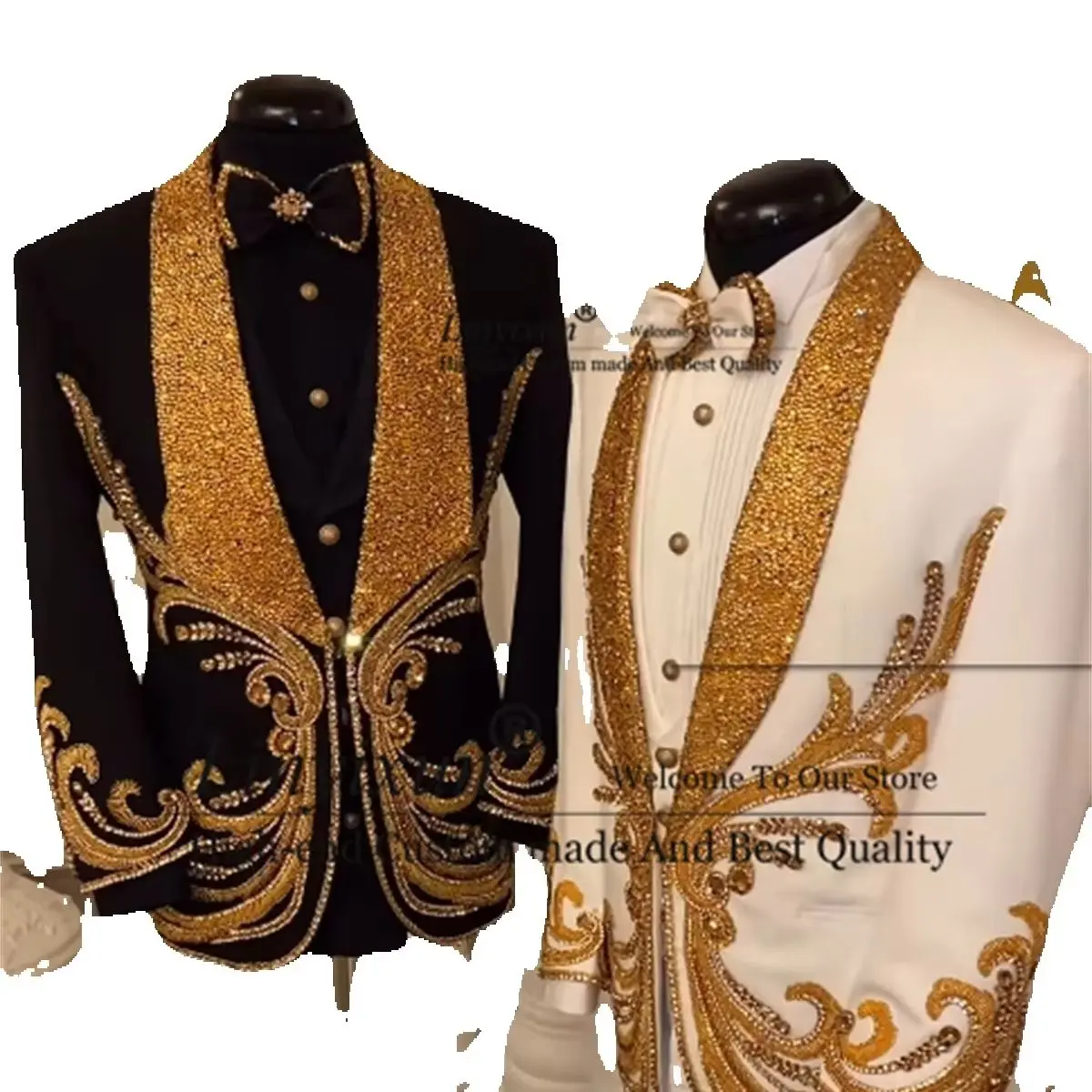 

Stunning Diamond Stone Men Suit Glitter Sequin Lapel Wedding Groom Tuxedo Customized 2 Piece Sets Male Prom Blazers ropa hombre