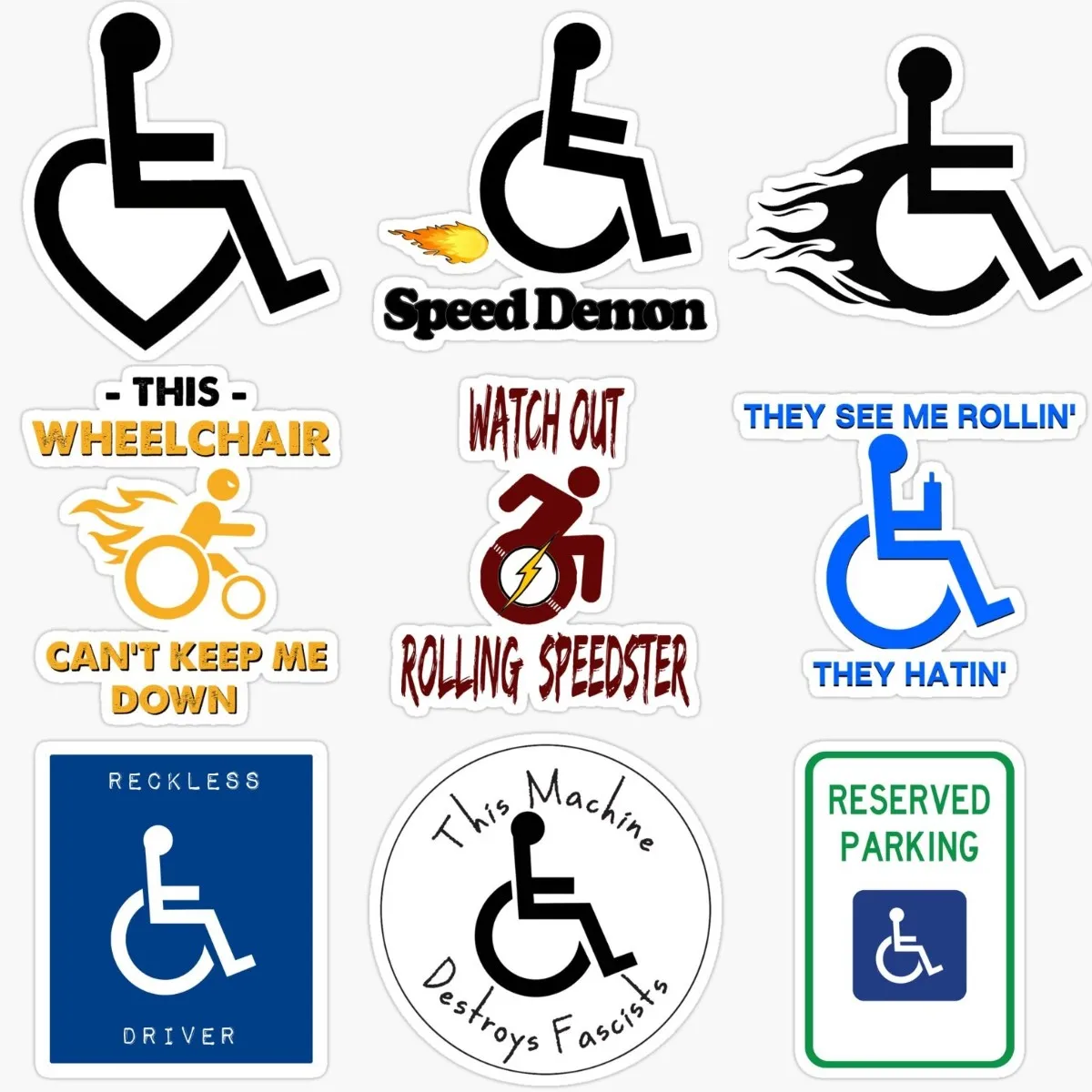 Disabled Wheelchair Warning Sign Sticker Bike Accessories Motorcycle Truck Windows Wall Boom Van Decorate Decals Customizable