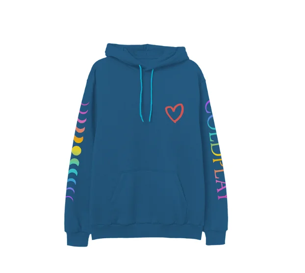 تعرض ألبوم الموسيقى الكروية من Coldplay Rock البديل البريطاني، يتميز بلوزات هوديس غير رسمية لكل من الرجال والنساء