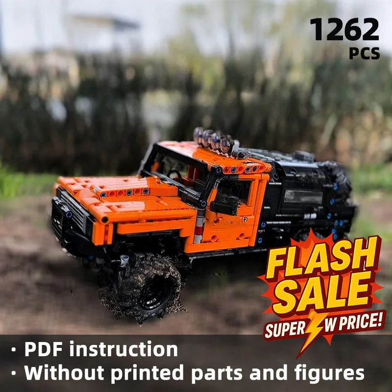 

Roof searchlights and off-road tires Off-road battle vehicle building blocks for outdoor-themed building block scenes