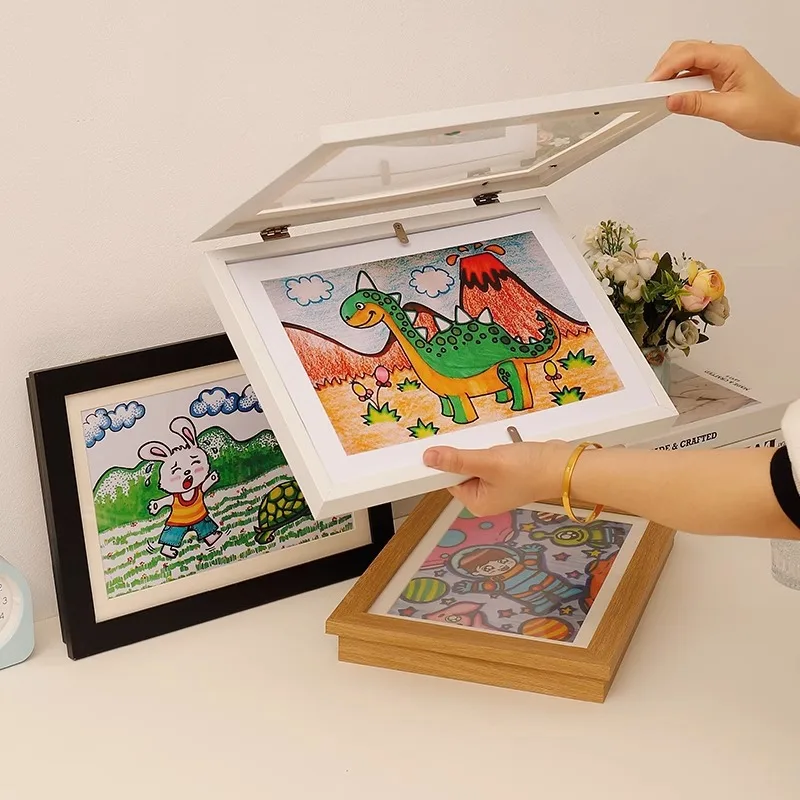 A4 Flip Photo Frame, Children's Painting Display Frame, Storage for KidsArt Magnetic Paintings, Important Document Display Frame