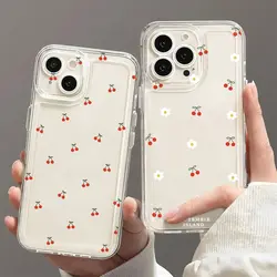 INS Red Cherry Floral Clear Case for Xiaomi Redmi Note 14 13 12 Pro Plus 5G 11 10 Pro 12S 11S 10S 4G Redmi 14C 13C 12 13 Cover