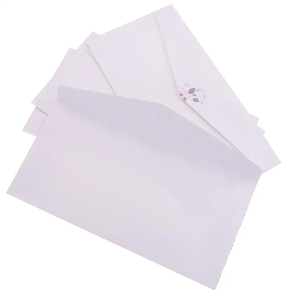 4 Pieces Embossed Flower Pattern Pearl Color Envelope Greeting Card Invitation Gift Envelopes