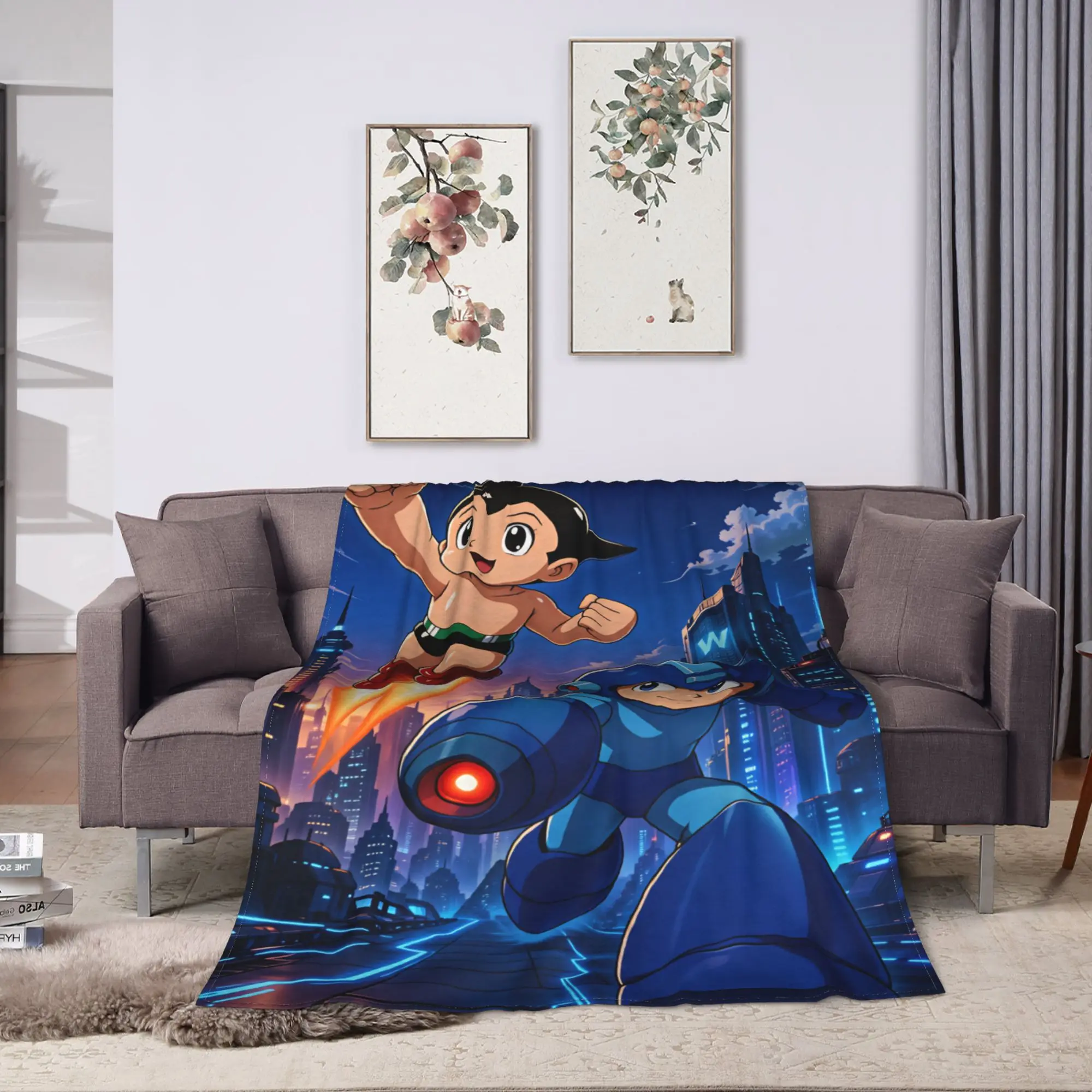 Astro Cartoon Boy Blanket  Decorative Flannel Throw Blanket For Couch Chair Sofa Bed Warm Soft Design Quality Bedspread