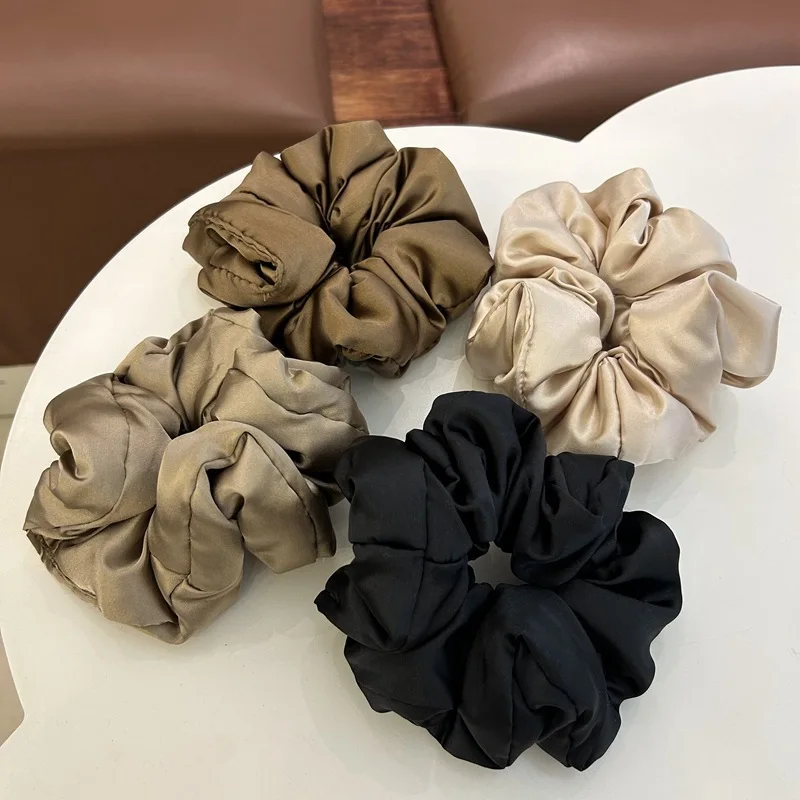 Superior Satin Pillow Large Intestine Scrunchie Superior Sense Coffee Color Elastic Hair Rope Hair Accessories