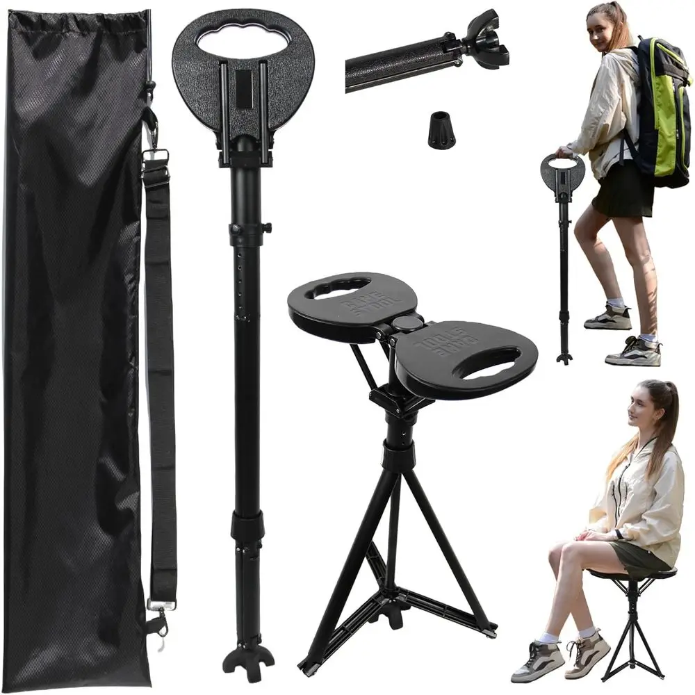 

Lightweight Portable Folding Seat Cane for Adults and Seniors, with Cushion and Carry Bag for Hiking and Travel