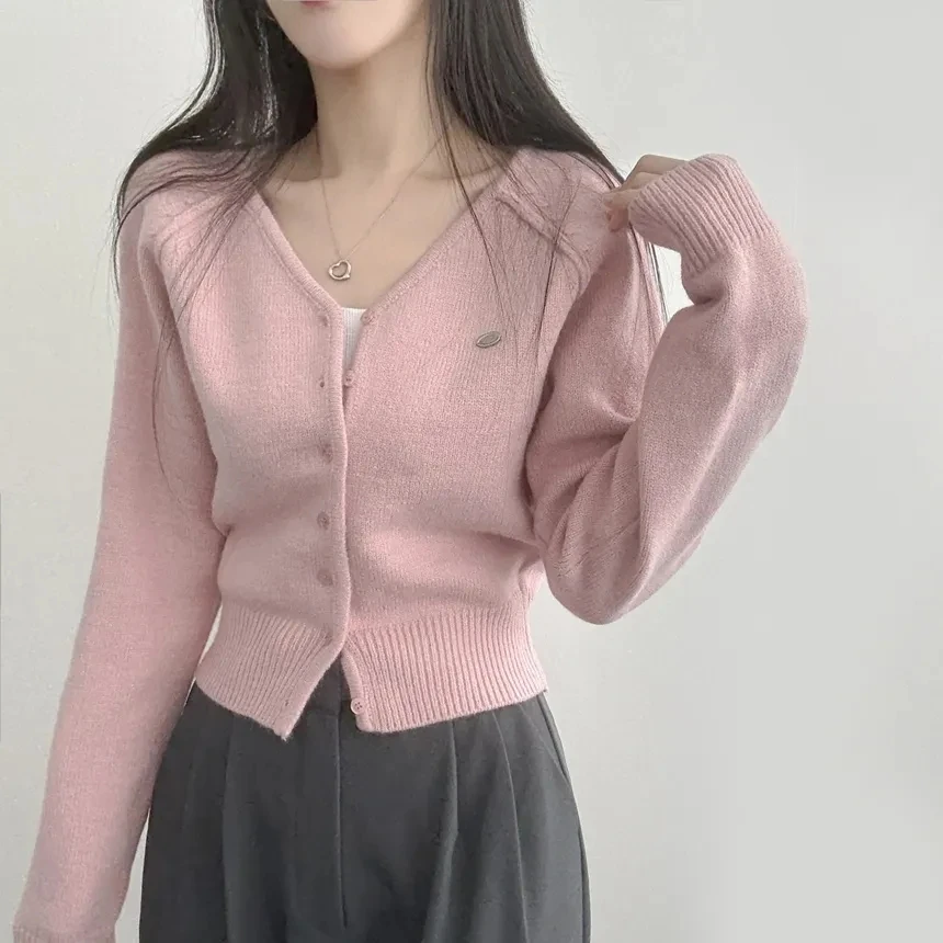 Women's Knitted Sweater Candy Color  Simple Slimming Pure Color Daily Easy Match Open Cardigan Autumn Winter Thickened
