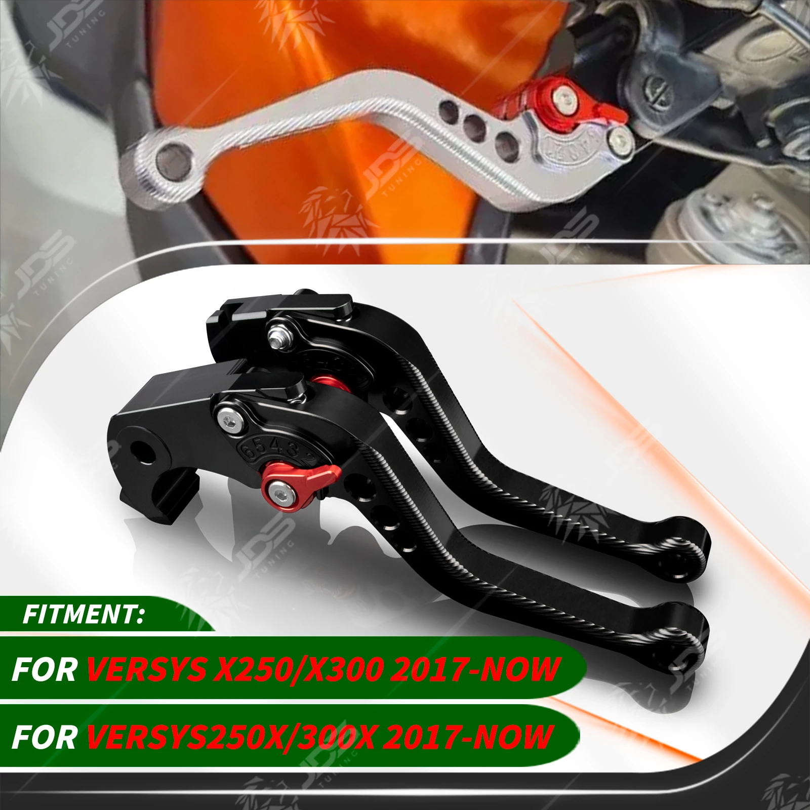 For Kawasaki VERSYS X250/ X300/VERSYS250X/300X 2017-NOW Sport Short Brake Lever Set Adjustable Handle Levers Three-Fingers Parts