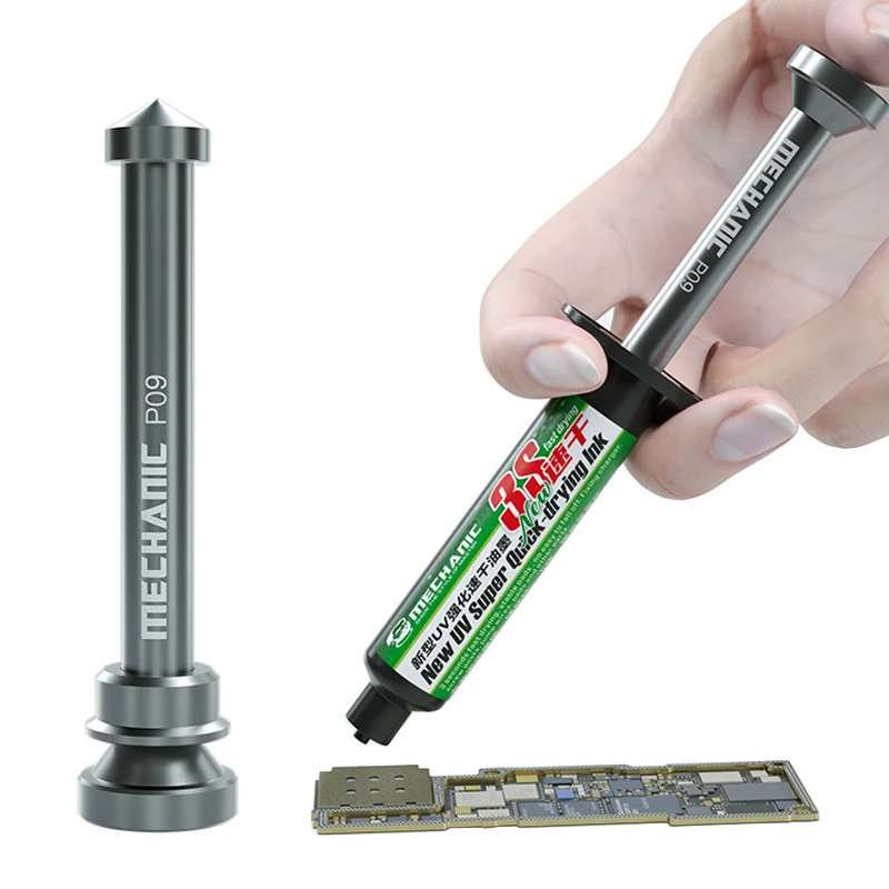 MECHANIC P09 Aluminum Alloy Solder Paste Flux Booster Manual Syringe Plunger Dispenser Manual Syringe Propulsion Tools
