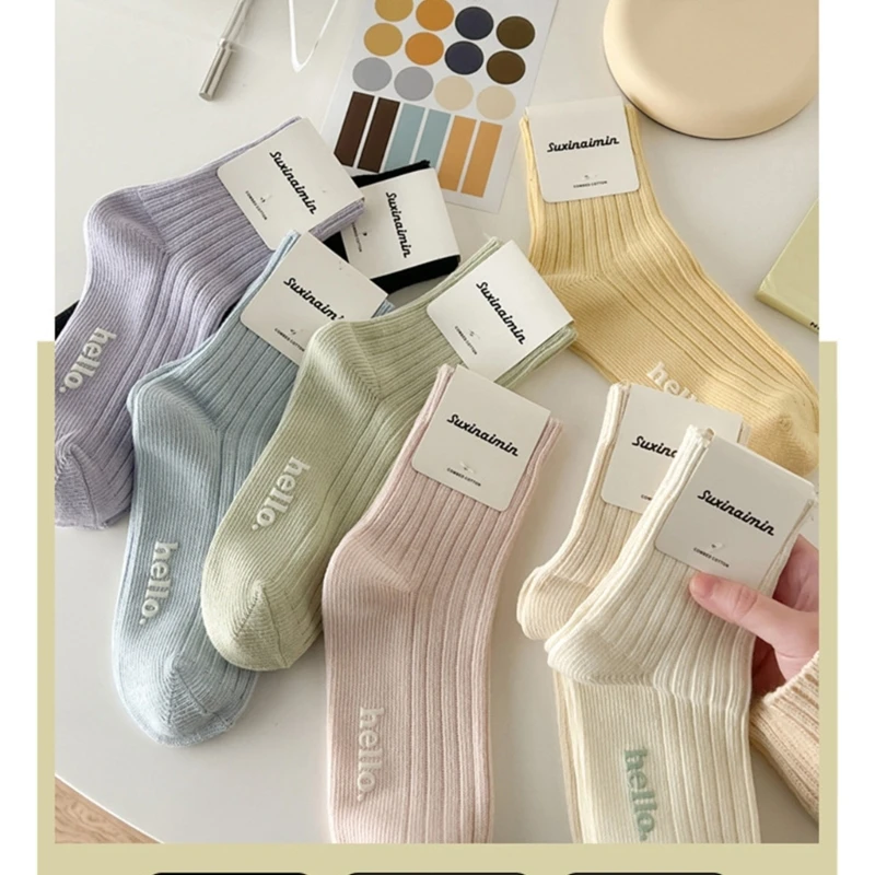 

Женские модные носки до щиколотки, хлопковые носки 2023, простые носки для экипажа, подарки X4YC