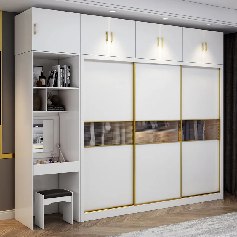 ds-Nordic Solid Wood Ecological Panel Sliding Door Wardrobe Modern Simple Household Storage Cabinets Overall Wardrobe%
