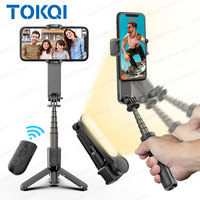 TOKQI L09 Mini Selfie Stick Tripod Gimbal Anti-shake Stabilizer with Fill Light Wireless Remote for Android IPhone Cell Phone