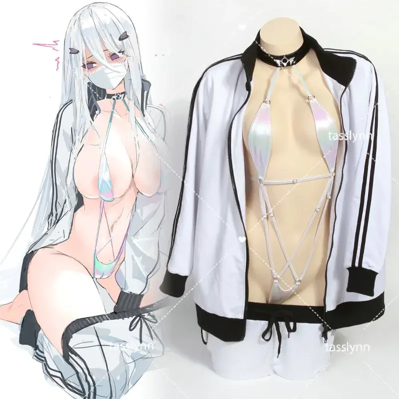 

Anime Azur Lane Kear-chi Cosplay Costume Hoodies Bikini Set Waimengshe Sportswear Broadcast Operation Dishwasher 1910 Costumes