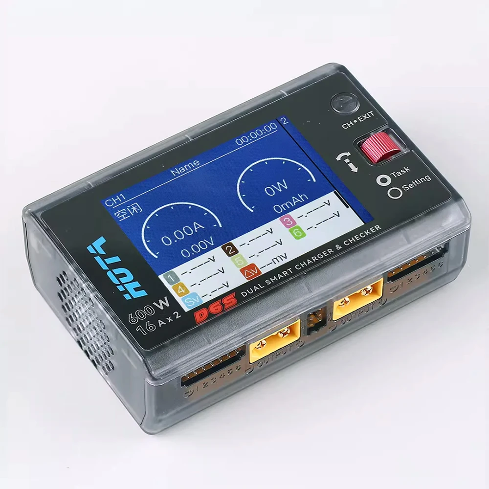 HOTA D6S Dual-Channel Intelligent Lithium Battery Balanced Charger 600W Power Output for 6S Drones Model Aircraft Balancer