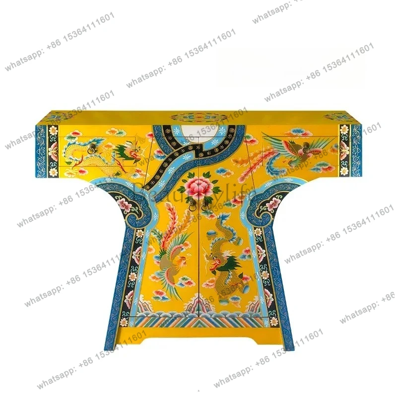 Entrance cabinet New Chinese-style Tibetan living room Bedroom partition Painted storage cabinet Wine cabinet Washing table