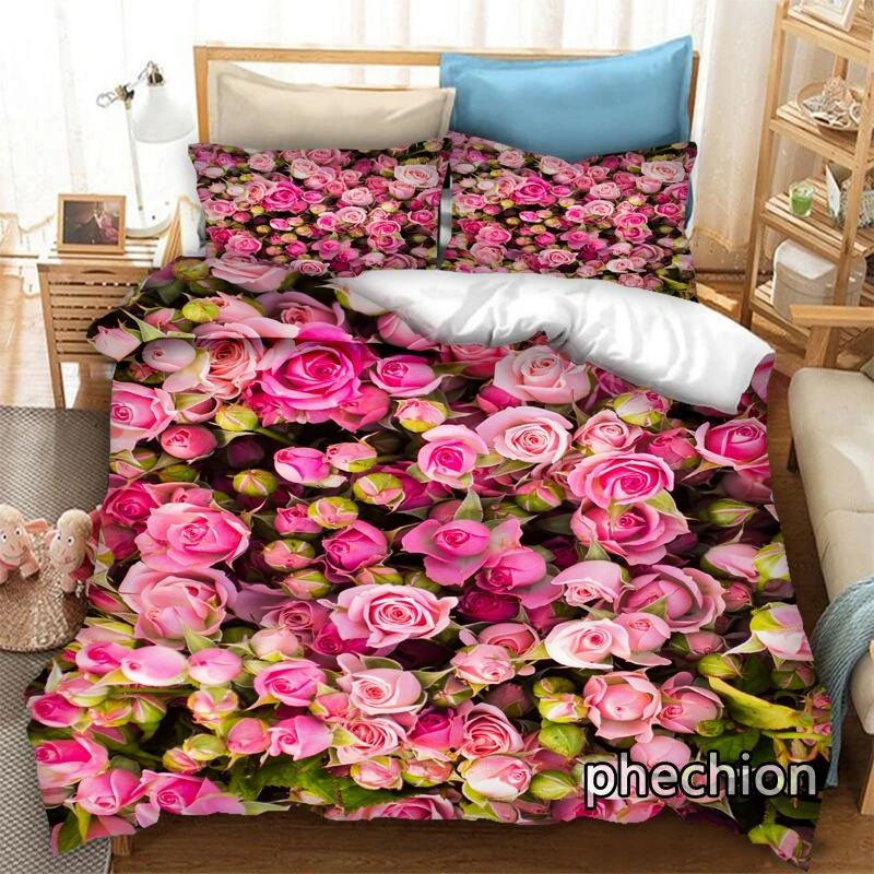 phechion Flower 3D Print Bedding Set Duvet Covers Pillowcases One Piece Comforter Bedding Sets Bedclothes Bed K400