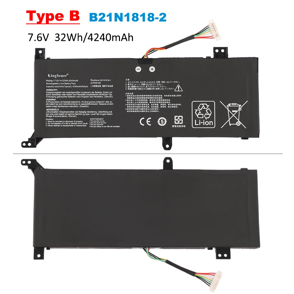 KingSener 7.7V 37WH C21N1818-1 Laptop Battery For ASUS VivoBook 14 X412 X409FA VivoBook 15 M509DA X509UA F509FA A409UA  B21N1818