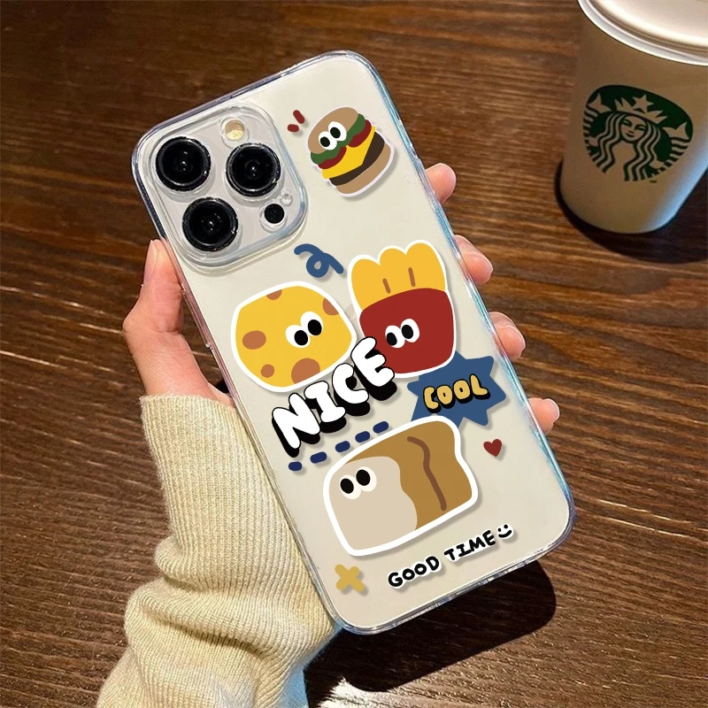 Hamburger Toast Friends  Phone Case For iPhone 16 15 13 14 12 11 Pro Max 15 16 Plus X XS XR Max 12 Mini Soft smart cover image 6
