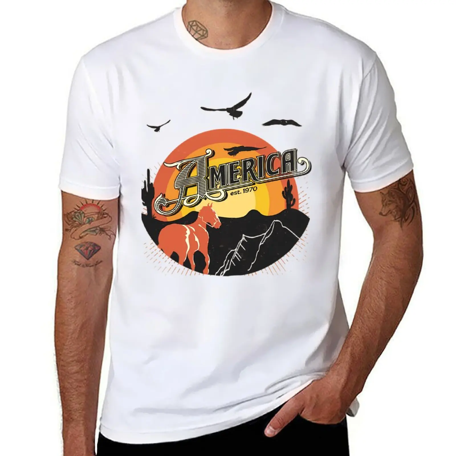 

America Band T-Shirt t shirts cotton 100% man tshirt