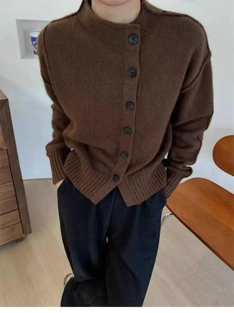 

Кашемировый кардиган нестандартной формы в стиле ретро Maillard, женское осенне-зимнее модное свободное пальто с длинными рукавами