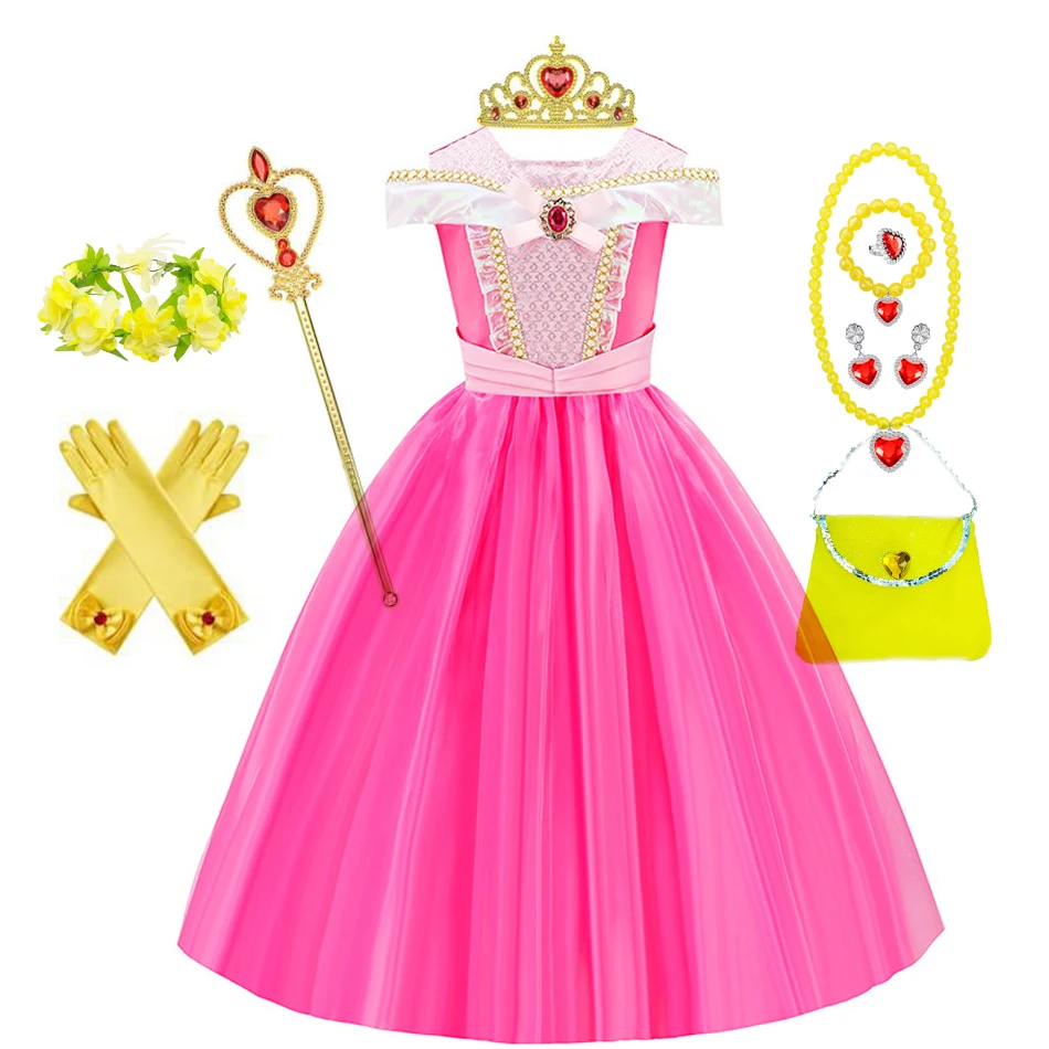 Disfraz de Bella Durmiente para niñas, Vestido de princesa para Cosplay de Aurora, fiesta de Halloween y Navidad